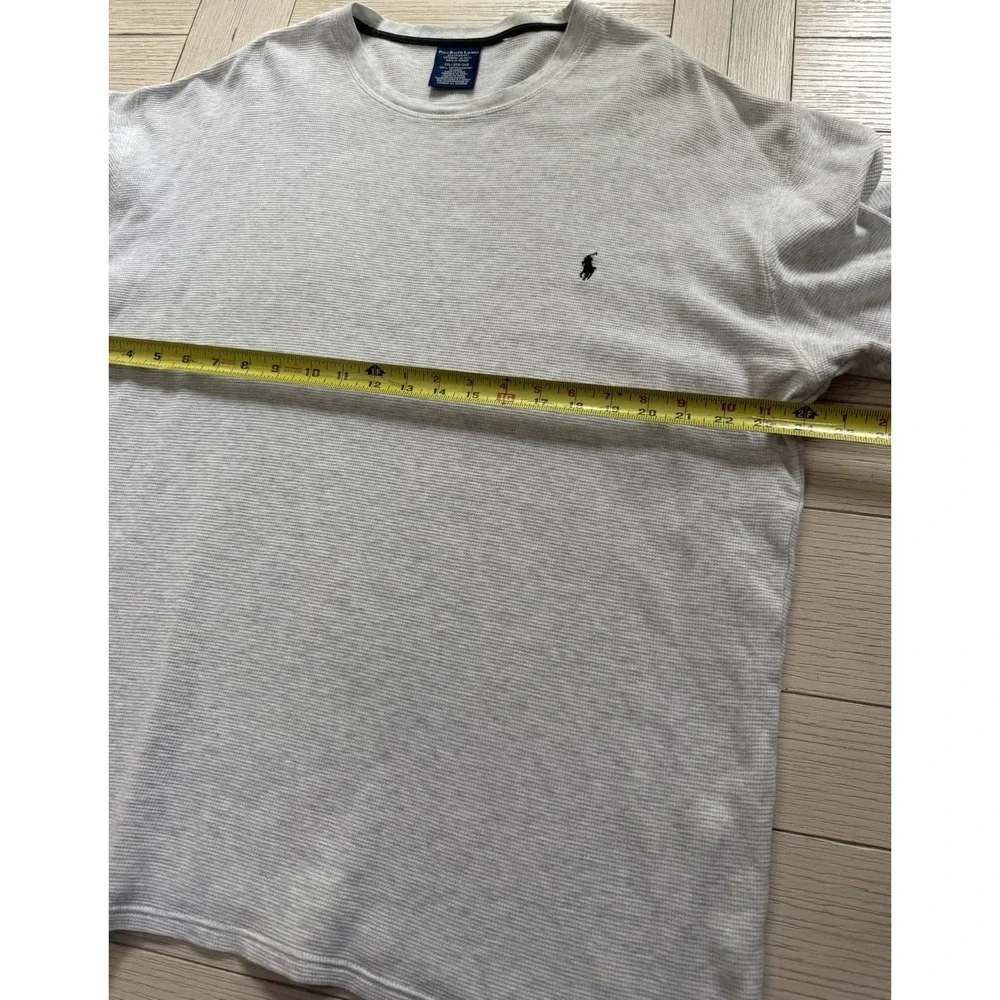 Polo Ralph Lauren Men Gray Waffle Knit Thermal Sleepwear Shirt Long Sleeve 2XL